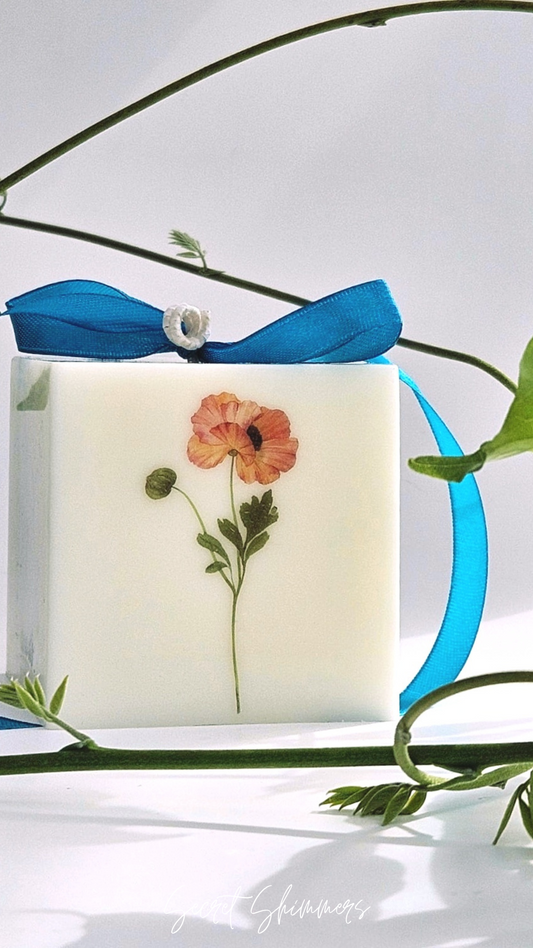 Beach Paradise Bloom Cube Candle | Printed Cubed Pillar Candles