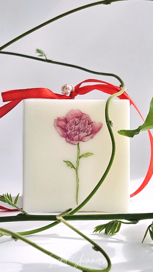 Cherry Ember Bloom Cube Candle | Printed Cubed Pillar Candles